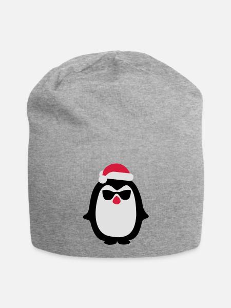 Santa penguin - Jersey Beanie - heather grey