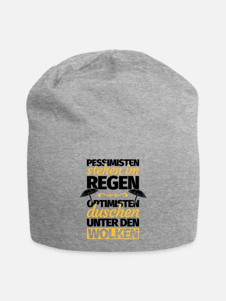 Optimist Optimismus lustiger Spruch Geschenk - Jersey-Beanie - Grau meliert