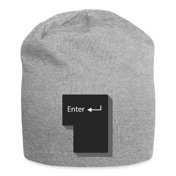 Entrez l'idée de cadeau d'ordinateur de bouton - Bonnet en jersey - gris chiné - Devant