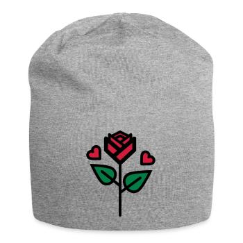 Valentine's Rose avec coeur - Bonnet en jersey - gris chiné - Devant