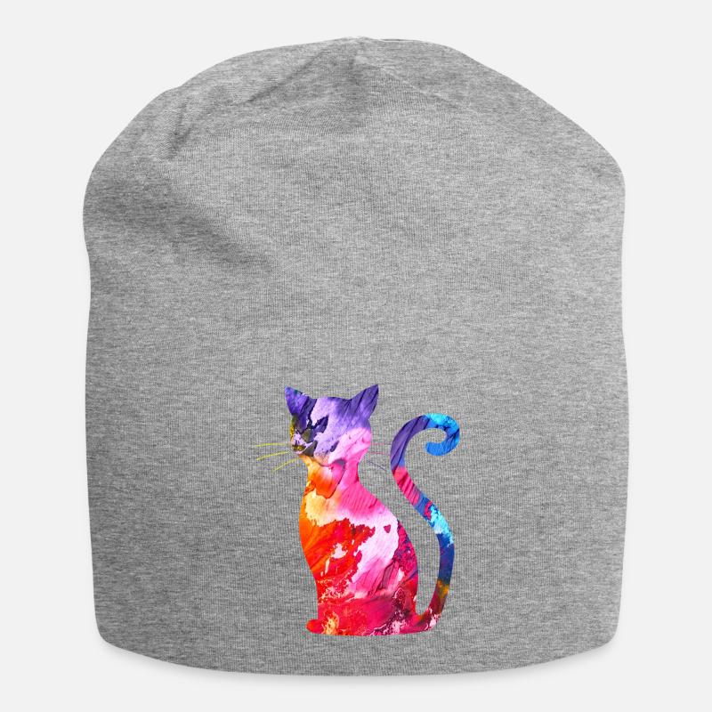 Chat - Bonnet en jersey - gris chiné