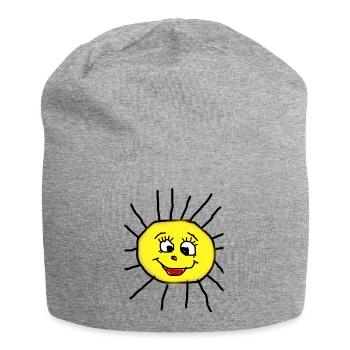 Lustige Sonne - Jersey-Beanie - Grau meliert - Vorne
