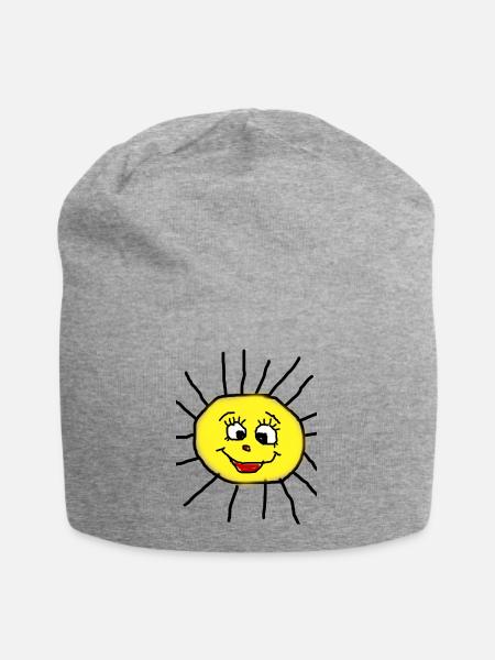 Lustige Sonne - Jersey-Beanie - Grau meliert