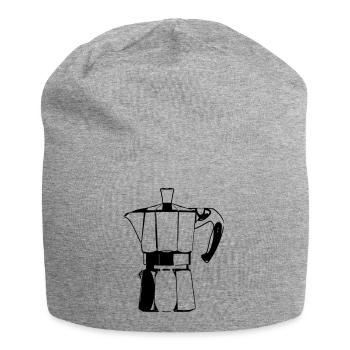 Espressomaschine schwarz - Jersey-Beanie - Grau meliert - Vorne