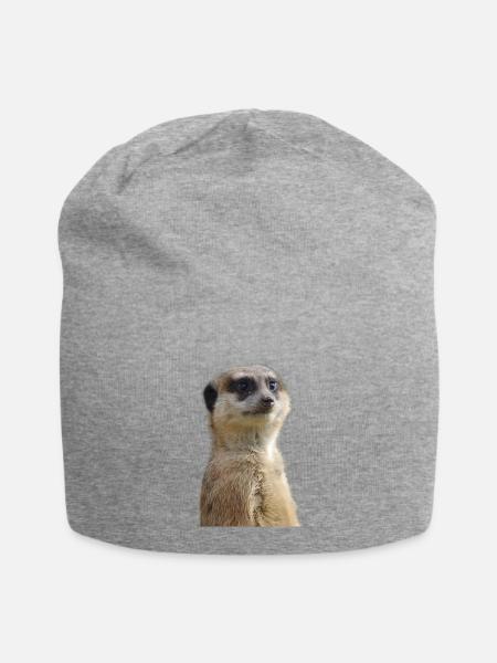 Erdmännchen Foto - Jersey-Beanie - Grau meliert