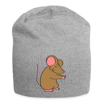 Mäusepaar Teil 2 - Jersey-Beanie - Grau meliert - Vorne