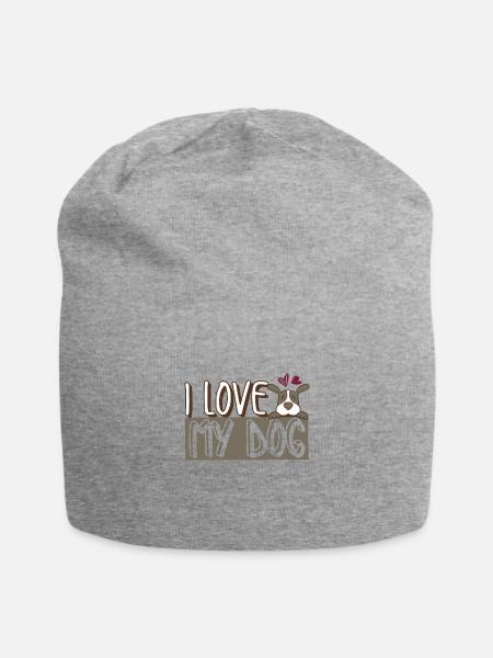 I love dog love dog - Jersey Beanie - heather grey