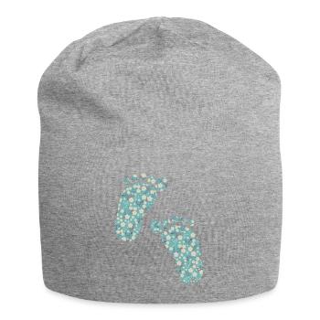 turquoise liberty footprints - Jersey Beanie - heather grey - Front