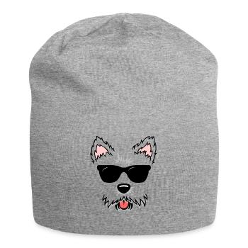 Mignon visage de chien Terrier blanc Westie avec - Bonnet en jersey - gris chiné - Devant