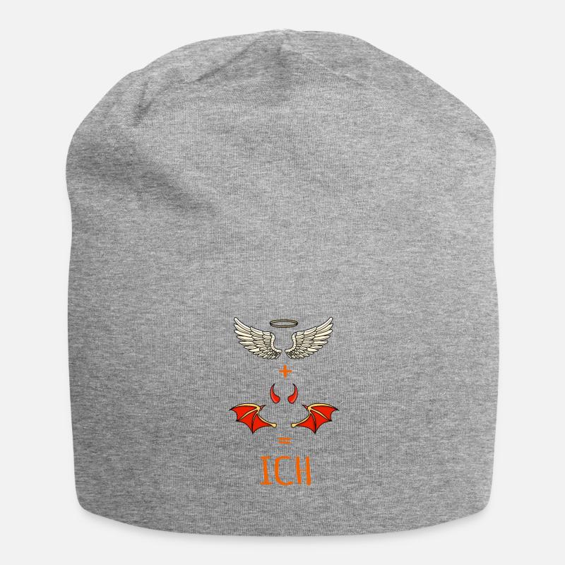 Angel + Devil = Ich | Engel + Teufel = Ich - Jersey-Beanie - Grau meliert