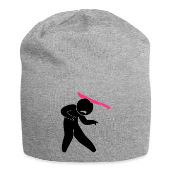 A zombie in the head with a machete - Jersey Beanie - heather grey - Front