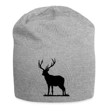 Hirsch - Jersey-Beanie - Grau meliert - Vorne
