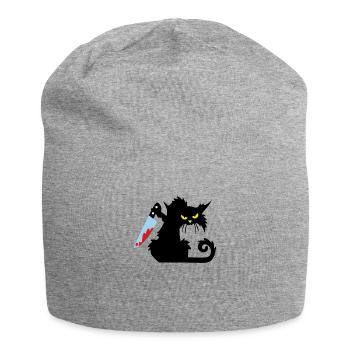 Katze blut Messer - Jersey-Beanie - Grau meliert - Vorne