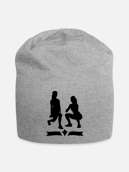 fitness girl aerobic squats - Jersey-Beanie - Grau meliert