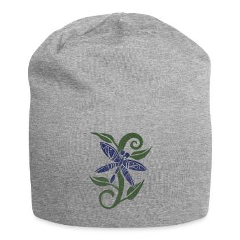Libellule bleue - Bonnet en jersey - gris chiné - Devant