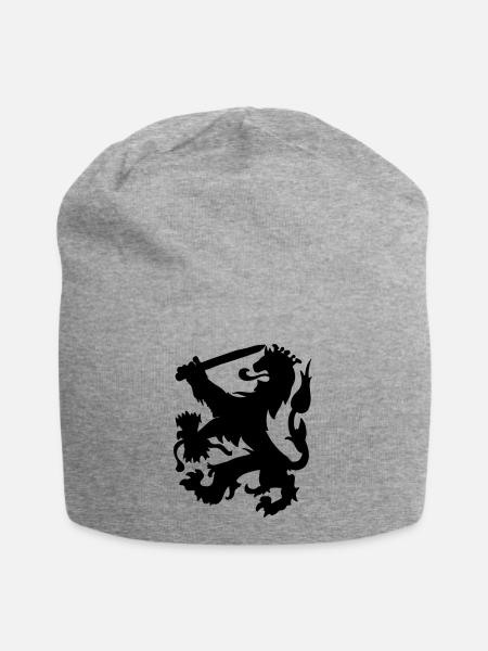 Heraldiker Löwe mit Krone und Schwertschattenfigur - Jersey-Beanie - Grau meliert