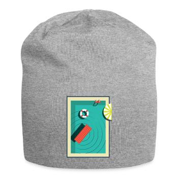 Pool im Sommer - Jersey-Beanie - Grau meliert - Vorne