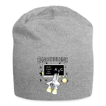 Einschulung - Jersey-Beanie - Grau meliert - Vorne