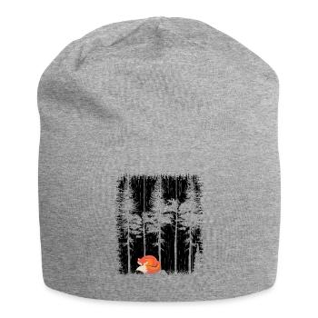 Sweet Fox in the Forest Retro Pattern Vintage Tree Forest - Jersey Beanie - heather grey - Front