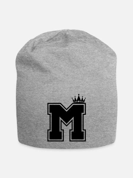 corona de la letra M - Gorro holgado de tela de jersey - gris jaspeado