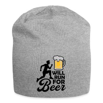 Will run Beer - Jersey Beanie - heather grey - Front