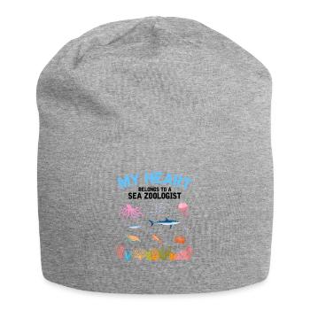 Heart belongs to marine zoologist Marine Biology Sea - Jersey Beanie - heather grey - Front