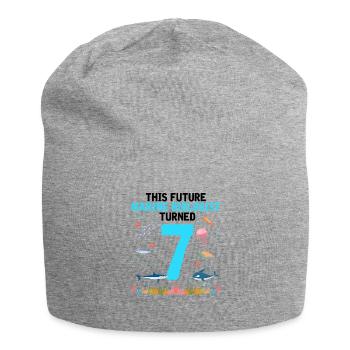 Marine Biology Birthday Party 7 Years Seven - Jersey Beanie - heather grey - Front