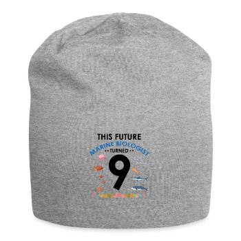 Marine Biology Birthday Party 9 Years Nine - Jersey Beanie - heather grey - Front