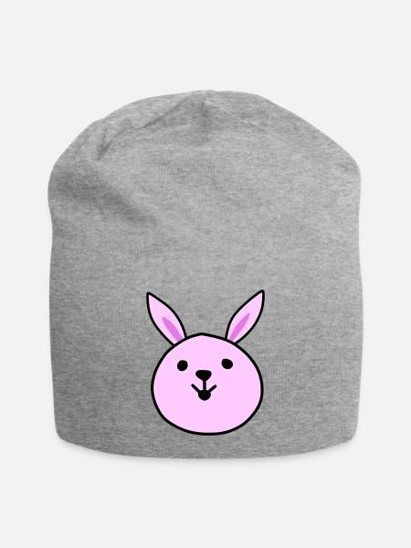 Mignon lapin rose - Bonnet en jersey - gris chiné