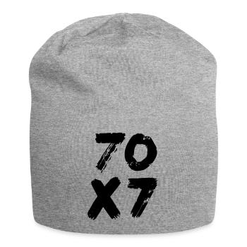 70x7: Unendliche Vergebung - Matthäus-Evangelium - Jersey-Beanie - Grau meliert - Vorne