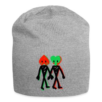 Paar Herz - Jersey-Beanie - Grau meliert - Vorne