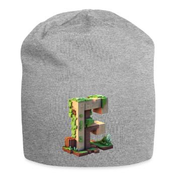 Buchstabe F in 3D Pixelart Stil "Minenarbeiter" - Jersey-Beanie - Grau meliert - Vorne
