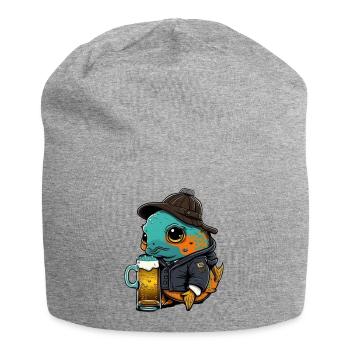 Goldfisch mit Bier süsses motiv - Jersey-Beanie - Grau meliert - Vorne