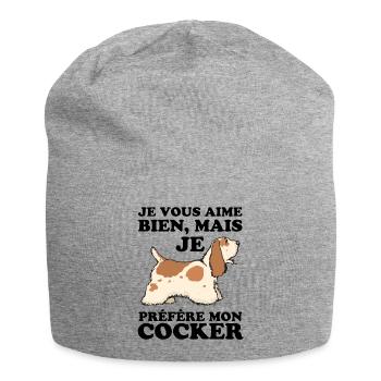 je préfère mon cocker 1 - Bonnet en jersey - gris chiné - Devant