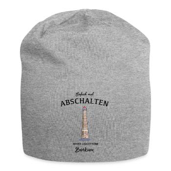 Borkum, Neuer Leuchtturm, Einfach Abschalten - Jersey-Beanie - Grau meliert - Vorne