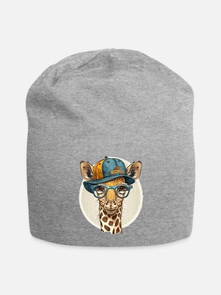 Modische Giraffe - Jersey-Beanie - Grau meliert