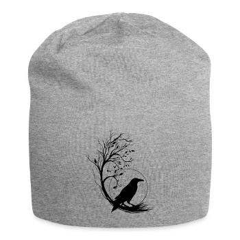 Silhouette d’arbre de pleine lune corbeau - Nuit mystique - Bonnet en jersey - gris chiné - Devant