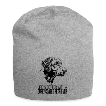 La vie de Curly Coated Retriever est meilleure Wilsigns - Bonnet en jersey - gris chiné - Devant