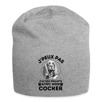 j ai des projets avec mon cocker chien mignon 2 - Bonnet en jersey - gris chiné - Devant