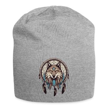 Dream catcher with wolf - Jersey Beanie - heather grey - Front