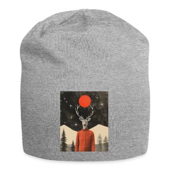 Surreale Rentier-Wintercollage - Jersey-Beanie - Grau meliert - Vorne
