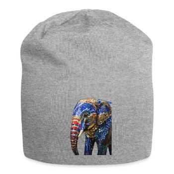 éléphant, paillettes, éléphant avec des paillettes, or, - Bonnet en jersey - gris chiné - Devant