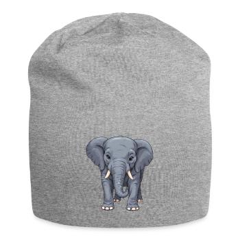 Une sympathique petite dame éléphant - Bonnet en jersey - gris chiné - Devant