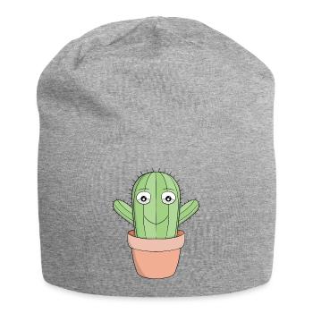 A cute smiling cactus - Jersey Beanie - heather grey - Front