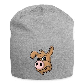 Pig dog skeptical - Jersey Beanie - heather grey - Front
