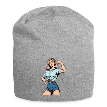 Force féminine – Illustration de femme confiante - Bonnet en jersey - gris chiné - Devant