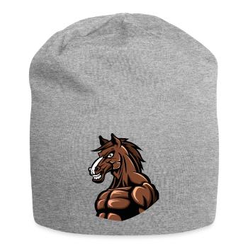 Pferd Stark - Jersey-Beanie - Grau meliert - Vorne