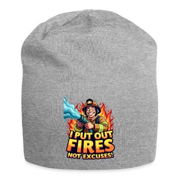 Ich lösche Brände, keine Ausreden – Feuerwehrmann-Kunstwerke - Jersey-Beanie - Grau meliert - Vorne