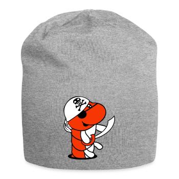 Raupe Loch Pirat Matrose Mütze Lustig Süß Comic - Jersey-Beanie - Grau meliert - Vorne