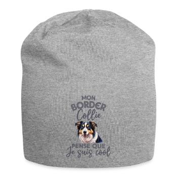 Mon border collie pense que je suis cool - Bonnet en jersey - gris chiné - Devant
